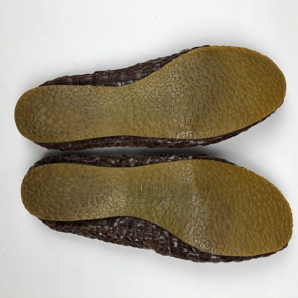 NEW SOFT SURROUNDINGS LEATHER Woven Flats Brown 6 - Picture 3 of 4